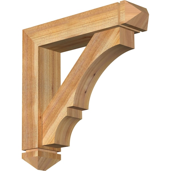 Ekena Millwork Balboa Arts and Crafts Rough Sawn Bracket w/ Offset Brace, Western Red Cedar, 6"W x 26"D x 26"H BKT0604X26X26BOA03RWR - main